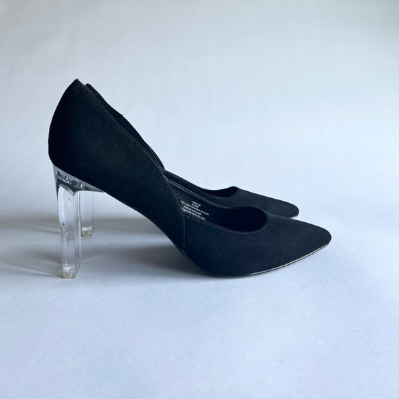 Andrew Marc Alexa Black Fabric Point Toe Plastic Heels size 10 - Picture 3 of 14
